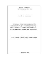 Ứng Dụng Công Nghệ Gis Trong Xây Dựng Cơ Sở Dữ Liệu Địa Chính Số Phục Vụ Công Tác Quản Lý Đất Đai Trên Địa Bàn Xã Hựu Thành, Huyện Trà Ôn, Tỉnh Vĩnh Long