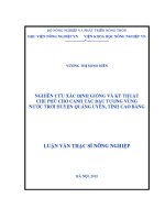 nghiên cứu xác định giống và kỹ thuật che phủ cho canh tác đậu tương vùng nước trời huyện quảng uyên, tỉnh cao bằng