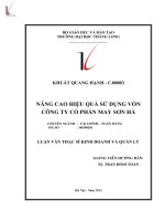 Nâng cao hiệu quả sử dụng vốn công ty cổ phần may sơn hà 