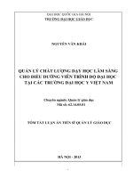 QUẢN LÝ CHẤT LƯỢNG DẠY HỌC LÂM SÀNG CHO ĐIỀU DƯỠNG VIÊN TRÌNH ĐỘ ĐẠI HỌC TẠI CÁC TRƯỜNG ĐẠI HỌC Y VIỆT NAM