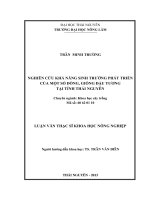 Nghiên Cứu Khả Năng Sinh Trưởng Phát Triển Của Một Số Dòng, Giống Đậu Tương Tại Tỉnh Thái Nguyên