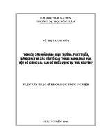 Nghiên Cứu Khả Năng Sinh Trưởng, Phát Triển, Năng Suất Và Các Yếu Tố Cấu Thành Năng Suất Của Một Số Giống Lúa Cạn Có Triển Vọng Tại Thái Nguyên