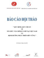 QUY ĐỊNH, QUY CHUẨN VỀ TỔ CHỨC TÀI CHÍNH VI MÔ TẠI VIỆT NAM VÀ ĐỊNH HƯỚNG PHÁT TRIỂN BỀN VỮNG