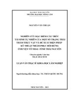 Nghiên Cứu Đặc Điểm Cấu Trúc Tái Sinh Tự Nhiên Của Một Số Trạng Thái Thảm Thực Vật Và Đề Xuất Biện Pháp Kỹ Thuật Nhằm Phục Hồi Rừng Ở Huyện Võ Nhai – Tỉnh Thái Nguyên