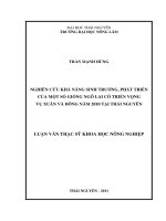 Nghiên Cứu Khả Năng Sinh Trưởng, Phát Triển Của Một Số Giống Ngô Lai Có Triển Vọng  Vụ Xuân Và Đông Năm 2010 Tại Thái Nguyên