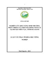 Nghiên Cứu Khả Năng Sinh Trưởng, Phát Triển Của Một Số Giống Ngô Lai Tại Huyện Mèo Vạc, Tỉnh Hà Giang
