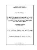 Nghiên Cứu Khả Năng Sinh Sản Của Lợn Nái  Địa Phương Và Sức Sản Xuất Của Con Lai F1 (♀ Địa Phương X ♂ Rừng) Nuôi Tại Nông Hộ Yên Sơn - Tuyên Quang