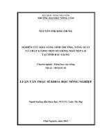 Khả Năng Sinh Trưởng, Phát Triển Và Khả Năng Chịu Hạn Của Một Số Giống Ngô Lai Tại Trường Đại Học Nông Lâm Thái Nguyên