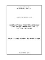 Nghiên Cứu Đặc Tính Nông Sinh Học Và Kỹ Thuật Nhân Giống Cây Lê Tại Tỉnh Cao Bằng