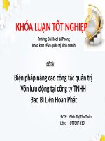 Biện pháp nâng cao công tác quản trị vốn lưu động tại công ty TNHH bao bì liên hoàn phát 