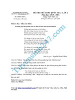 Đề thi thử 2016 THPT quốc gia môn ngữ văn trường thpt  ngô sỹ liêm bắc giang lần 2