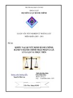 LUẬN VĂN LUẬT  QUYẾT ĐỊNH KHIẾU NẠI HÀNH CHÍNH, HÀNH VI HÀNH CHÍNH TRÁI PHÁP LUẬT