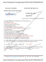 Đề thi thử 2016 THPT quốc gia môn vật lý trường thpt nguyễn viết xuân lâm đồng 