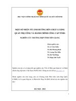 MỘT SỐ NHÂN TỐ ẢNH HƯỞNG ĐẾN CHẤT LƯỢNG QUẢN TRỊ CÔNG VÀ HÀNH CHÍNH CÔNG CẤP TỈNH