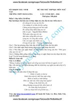 Đề thi thử 2016 THPT quốc gia môn ngữ văn trường thpt  hàm long bắc ninh lần 1