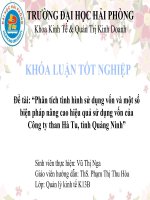 Phân tích tình hình sử dụng vốn và một số biện pháp nâng cao hiệu quả sử dụng vốn của công ty than hà tu, tỉnh quảng ninh 