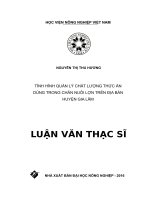 Tình hình quản lý chất lượng thức ăn dùng trong chăn nuôi lợn trên địa bàn huyện gia lâm