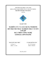 nghiên cứu và xây dựng website hỗ trợ thi trắc nghiệm trực tuyến với jsp dựa trên công nghệ google app engine