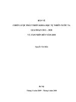 CHIẾN LƯỢC PHÁT TRIỂN KHOA HỌC TỰ NHIÊN NƯỚC TA GIAI ĐOẠN 2011 – 2020 VÀ TẦM NHÌN ĐẾN NĂM 2030