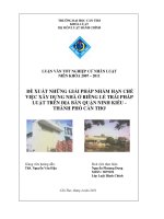 LUẬN VĂN GIẢI PHÁP HẠN CHẾ XÂY DỰNG NHÀ Ở RIÊNG LẺ TRÁI PHÁP LUẬT TRÊN ĐỊA BÀN QUẬN NINH KIỀU