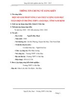 MỘT số GIẢI PHÁP NÂNG CAO CHẤT LƯỢNG GIÁO dục TOÀN DIỆN ở TRƯỜNG THPT a hải hậu, TỈNH NAM ĐỊNH 