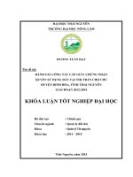 Đánh giá công tác cấp giấy chứng nhận quyền sử dụng đất tại thị trấn chợ chu – huyện định hóa – tỉnh thái nguyên giai đoạn 2012 2014