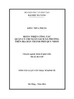 Hoàn thiện công tác quản lý chi ngân sách xã phường trên địa bàn thành phố quy nhơn 