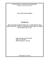 Một số kinh nghiệm chọn lọc và bồi dưỡng học sinh giỏi môn văn ở các lớp ban KHTN để đạt kết quả cao 