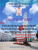 Tổ chức giao nhận hàng lẻ nguyên phụ liệu nhập khẩu bằng đường biển để sản xuất gia công hàng may mặc của công ty TNHH việt thắng – luch i năm 2016 