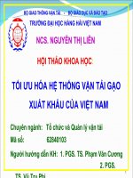 TỐI ưu hóa hệ THỐNG vận tải gạo XUẤT KHẨU của VIỆT NAM 