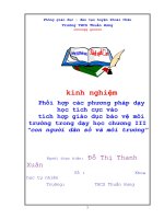 Phối hợp các phương pháp dạy học tích cực vào tích hợp giáo dục bảo vệ môi trường trong chương III con người, dân số và môi trường sinh học 9 