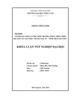 Đánh Giá Chất Lượng Môi Trường Nông Thôn Trên Địa Bàn Xã Vạn Thọ - Huyện Đại Từ - Tỉnh Thái Nguyên