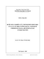 Bước đầu nghiên cứu thành phần hoá học của lá cây đơn tướng quân ( syzygium, formosum wall) họ myrtaceae ở thái nguyên