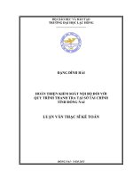 Hoàn thiện kiểm soát nội bộ đối với quy trình thanh tra tại Sở Tài chính tỉnh Đồng Nai: luận văn thạc sĩ