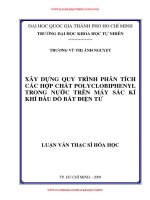 Xây dựng quy trình phân tích các hợp chất polyclobiphenyl trong nước trên máy sắc kí khí đầu dò bắt điện tử