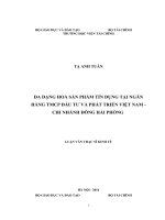 ĐA DẠNG HOÁ sản PHẨM tín DỤNG tại NGÂN HÀNG TMCP đầu tư và PHÁT TRIỂN VIỆT NAM   CHI NHÁNH ĐÔNG hải PHÒNG  
