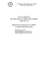 YÊU CẦU BỔ SUNG ĐỂ CÔNG NHẬN CÁC PHÒNG THỬ NGHIỆM LĨNH VỰC CƠ