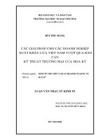 Các giải pháp cho các doanh nghiệp xuất khẩu của việt nam vượt qua rào cản kỹ thuật thương mại của hoa kỳ