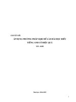 ÁP DỤNG PHƯƠNG PHÁP SQR3 đểlàm bài đọc HIỂU  TIẾNG ANH có HIỆU QUẢ 