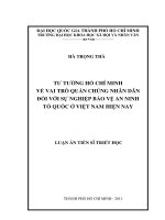 Tư tưởng hồ chí minh về vai trò quần chúng nhân dân đối với sự nghiệp bảo vệ an ninh tổ quốc ở việt nam hiện nay