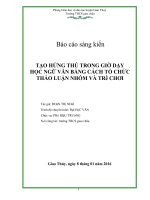 skkn tạo HỨNG THÚ TRONG GIỜ dạy học NGỮ văn BẰNG CÁCH tổ CHỨC THẢO LUẬN NHÓM và TRề CHƠI 