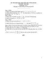 bộ đề và đáp án thi học sinh giỏi cấp thị xã lớp 9