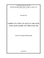 Nghiên cứu công tác quản lý nhà nước về du lịch ở khu vực phố cổ hà nội 