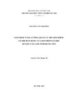 Giải pháp tăng cường quản lý thu Bảo hiểm xã hội bắt buộc của Bảo hiểm xã hội huyện Văn Lâm tỉnh Hưng Yên