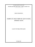 Nghiên cứu phát triển du lịch văn hóa tỉnh bắc giang 