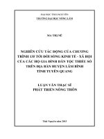 Nghiên cứu tác động của chương trình 135 tới đời sống kinh tế  xã hội của các hộ gia đình dân tộc thiểu số trên địa bàn huyện Lâm Bình, tỉnh Tuyên Quang