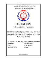 Nghiệp vụ giao nhận hàng hóa xuất nhập khẩu của công ty cổ phần đầu tư và phát triển cảng đình vũ 