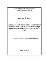 Đề tài đánh giá sự hài lòng của người bệnh đối với dịch vụ khám chữa bệnh tại khoa nội tiết