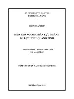 Đào tạo nguồn nhân lực ngành du lịch tỉnh quảng bình