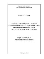 Đánh giá thực trạng và đề xuất giải pháp đẩy mạnh xây dựng nông thôn mới trên địa bàn xã đề thám, huyện tràng định, tỉnh lạng sơn